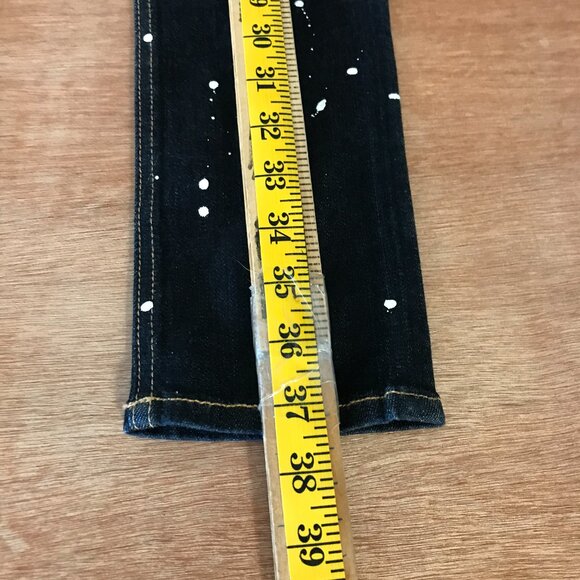 Rag & Bone Skinny Jeans Women 26 Blue Paint Splatter Low Rise Dark Wash Stretch - Picture 6 of 13